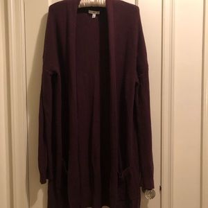 Burgundy BP ribbed cardigan with 2 pockets